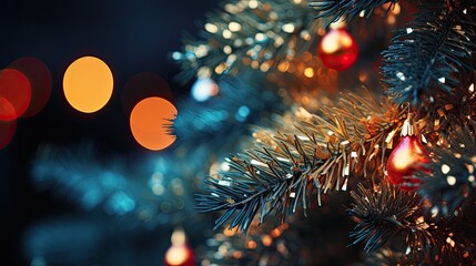 Fototapeta premium christmas tree lights HD 8K wallpaper Stock Photographic Image 