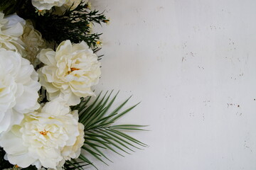 Beautiful Artificial flowers bouquet with space copy background