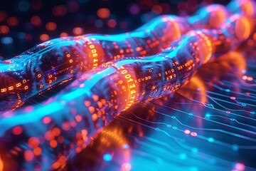  Glowing data cables transferring information background 