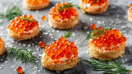 Canape with Red Salmon Caviar 