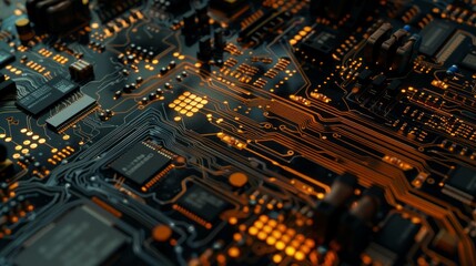 Circuit Board with Glowing Traces