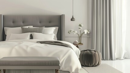 Modern Bedroom with Grey and White Decor