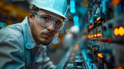 Chinese engineer working on EV car battery cells module in a electric vehicle factory