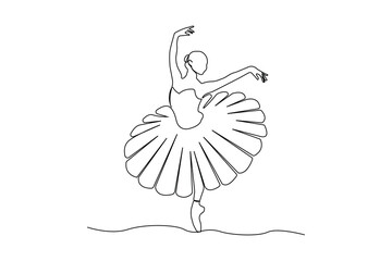 Professional ballet dancer continuous line drawing. Ballerina concept line art vector isolated on white background.