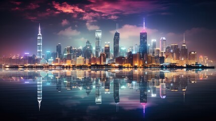 Obraz premium city at night HD 8K wallpaper Stock Photographic Image 