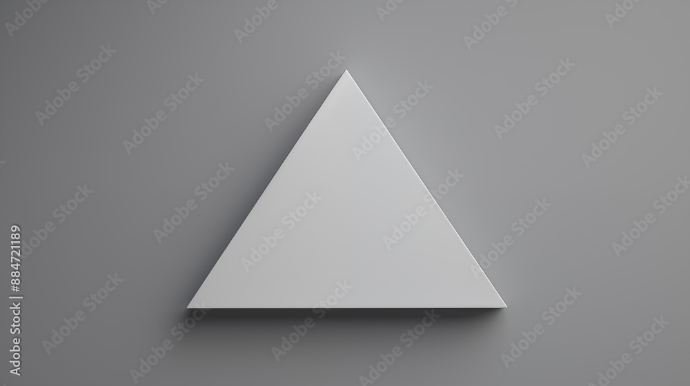 Canvas Prints 3D White Triangle on Grey Background with Light and Shadow