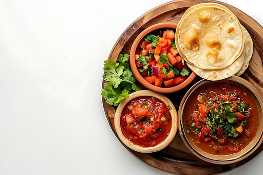 Board and plate of tasty Panjeri with on white background.