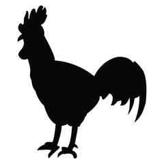 rooster vector silhouette design. black on a white background.