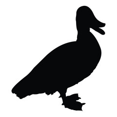 duck vector silhouette design. black on a white background.