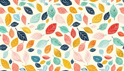 Colorful Autumn Leaves Seamless Pattern.
