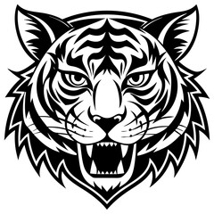 Tiger Black Logo on White Background Art
