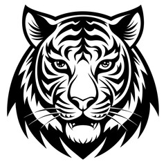 Tiger Black Logo on White Background Art