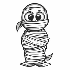 Fototapeta premium A cartoon of a mummy wrapped in bandages with a creepy look on his face