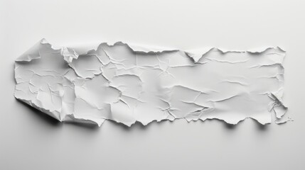 Obraz premium Elegant Minimalist Composition: Single White Torn Paper Sheet in Soft Light Against White Background, Generative Ai