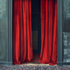 Post-Show Elegance: A Velvet Draped Door in a Theater Setting