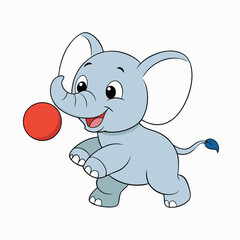 little elephant playing a ball  in white background isolated. elephat cartoon vector illustration