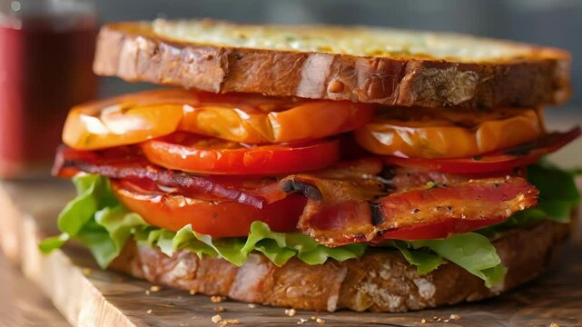 A twist on the classic BLT this sandwich includes crispy tempeh bacon lettuce and juicy heirloom tomato slices.