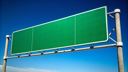 Illuminated green guide sign with white font displaying highway marker symbols on a clear blue sky background along an American road.