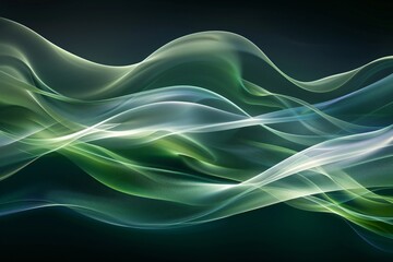 Subtle wave of particles in soft greens flowing gently on a dark background Abstract Soft green Digital art