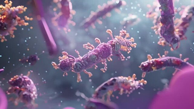 A microscopic view of a cell with shortened telomeres displaying signs of DNA damage and aging.