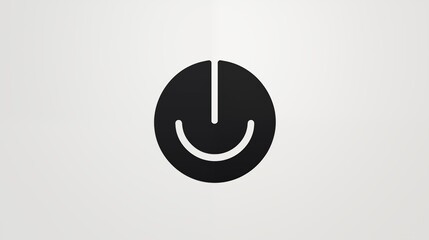 Black power button symbol in a circular design on gray background