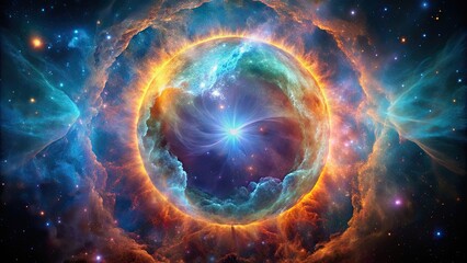 Obraz premium A stunning photograph capturing the cosmic elegance of a vibrant planetary nebula, planetary nebula, outer space, universe