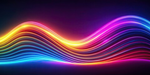 Obraz premium Neon wave abstract background with vibrant colors and dynamic lines, neon, wave, abstract, background, vibrant, colors, dynamic