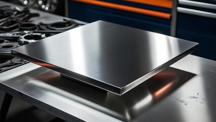 A sleek metal blank tabletop polished to a highgloss