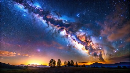 Obraz premium Spectacular view of the Milky Way galaxy in the night sky, astronomy, stars, space, universe, cosmic, galactic, celestial