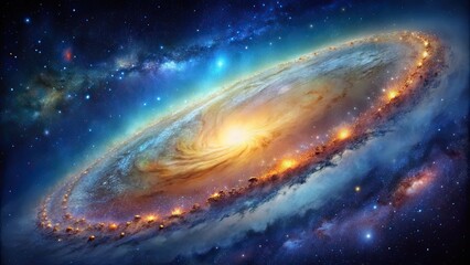 Fototapeta premium A detailed digital of the Milky Way galaxy in vibrant colors and intricate details, space, stars, universe, astronomy