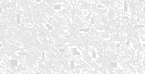 Seamless electronic circuit board on white background.
