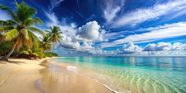 Serene beach scene perfect for vacation promotions and coastal-themed designs, Serene, beach, scene, relaxation, adventure, vacation