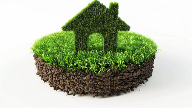 Plot of land to buy, sell. Plot of land with house 3D illustration