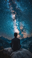 Obraz premium the man see the mike way in the night