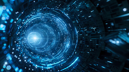 Blue glowing digital swirl