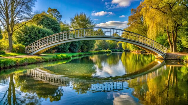 Curved footbridge over River Cherwell in Oxford, England, Rainbow Bridge, High Bridge, Oxford, England