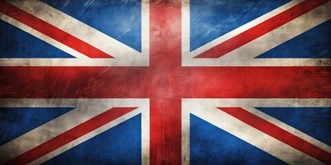 Stylized stock photo of English flag, Union Jack, United Kingdom, England, British, national symbol, patriotism, colors, red