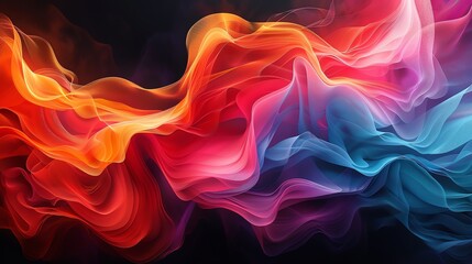 Obraz premium Fluid abstract shapes in vibrant colors, flowing and intertwining, creating a sense of movement and energy