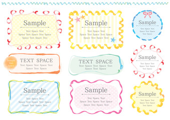 マーカーで描いたラフな線のかわいいフレームセット