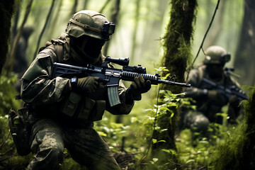 Fototapeta premium soldier with rifle