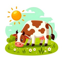 Naklejka premium cow on a meadow