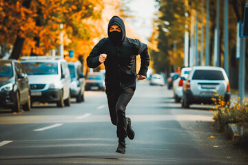 Fototapeta premium Thief running down the street