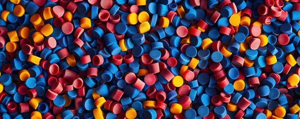 Abstract background featuring colorful plastic granules forming intricate patterns Plastic Additive, Colorful and Customizable Plastics