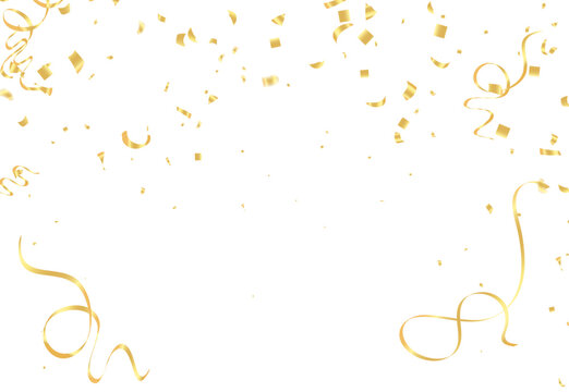 Colorful bright confetti isolated on transparent background. Festive vector illustration , serpentine, gold confetti.for card, party, design, flyer, poster, decor, banner,