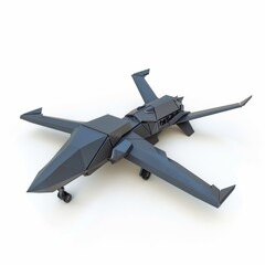 3D Render, Low Poly style of a stealthy spy drone, on isolated white background, Generative AI