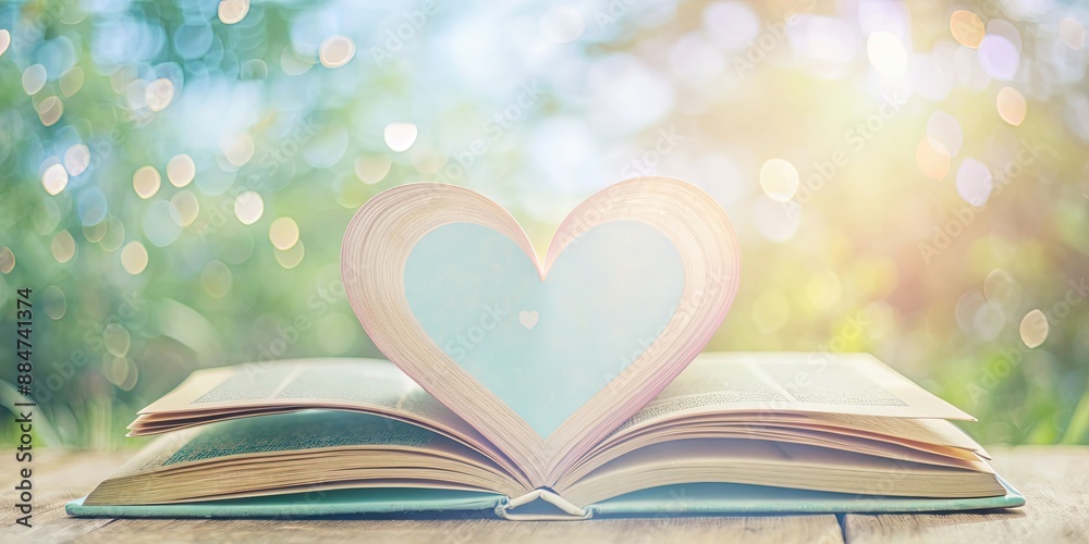 Poster Book cover with pastel hearts, symbolizing love and romance for Valentine's Day , love, romance, hearts, Valentine's Day, book