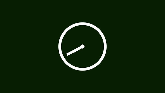 clock icon white color animation. on dark green background 24 hour fast  digital clock.