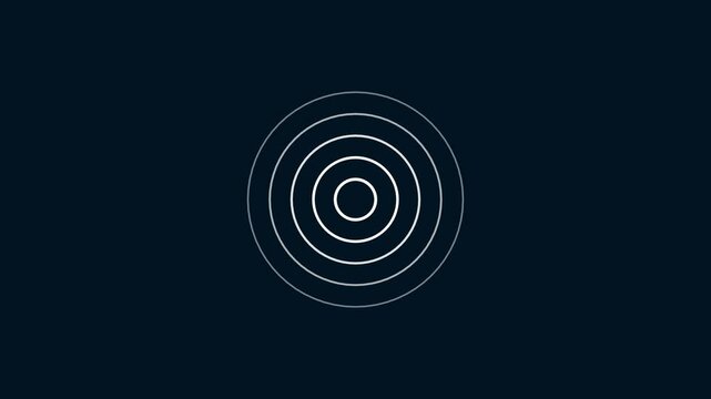 radio waves white color animation. network tower produced radio wave concept on dark royal blue background.