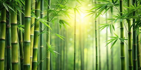 Obraz premium Poster background featuring lush bamboo plants , bamboo, green, nature, backdrop, foliage, design, tropical, flora, leaves