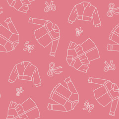 Outline Blouse Ribbon Knot Vector Seamless Pattern illustration for Print, Wallpaper, Decoration.